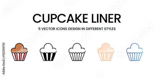 Cupcake Liner icons in different style vector stock illustration