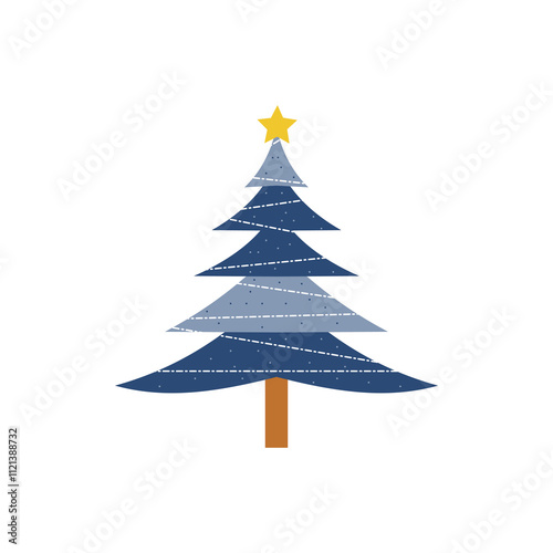 Blue Design cute chrismast tree vector on white background