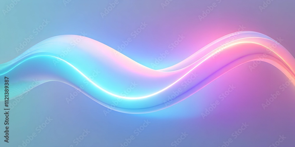 Colorful waves of light flowing gracefully across a soft gradient background in a digital art style