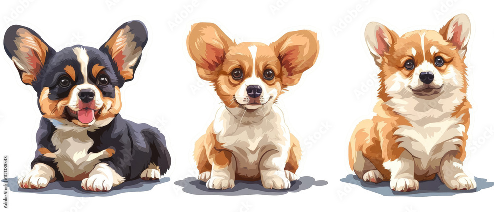 Three adorable puppies sitting together. Three adorable puppies sitting together.