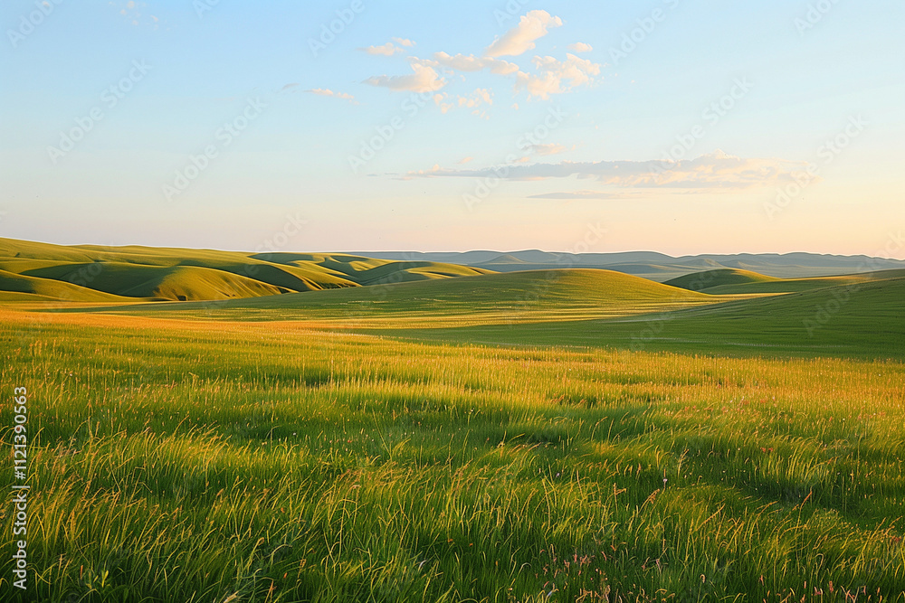 landscape of green fields with beautiful clouds floating over blue sky illustrating elements of natural beauty landscape of green fields with beautiful clouds floating over blue sky illustrating elements of natural beauty