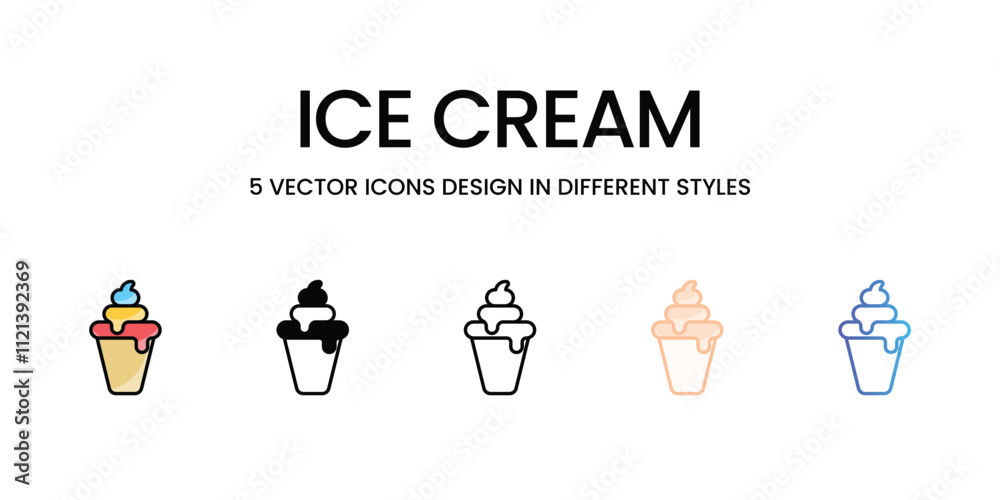 Ice Cream icons in different style vector stock illustration Ice Cream icons in different style vector stock illustration