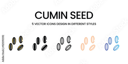 Cumin Seed icons in different style vector stock illustration