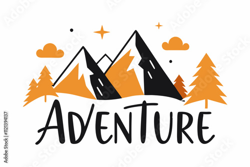 Adventure Typography Design - Printable Line Art for Travel Enthusiasts