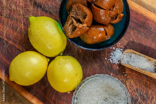 Obraz na płótnie lemon and orange, Mediterranean Salted Lemons w salonie