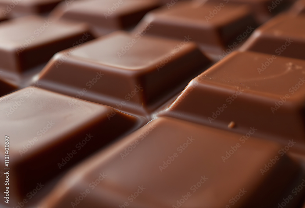 Milk chocolate bars, close-up view showing the smooth, glossy surface and rich brown color of the chocolate Milk chocolate bars, close-up view showing the smooth, glossy surface and rich brown color of the chocolate