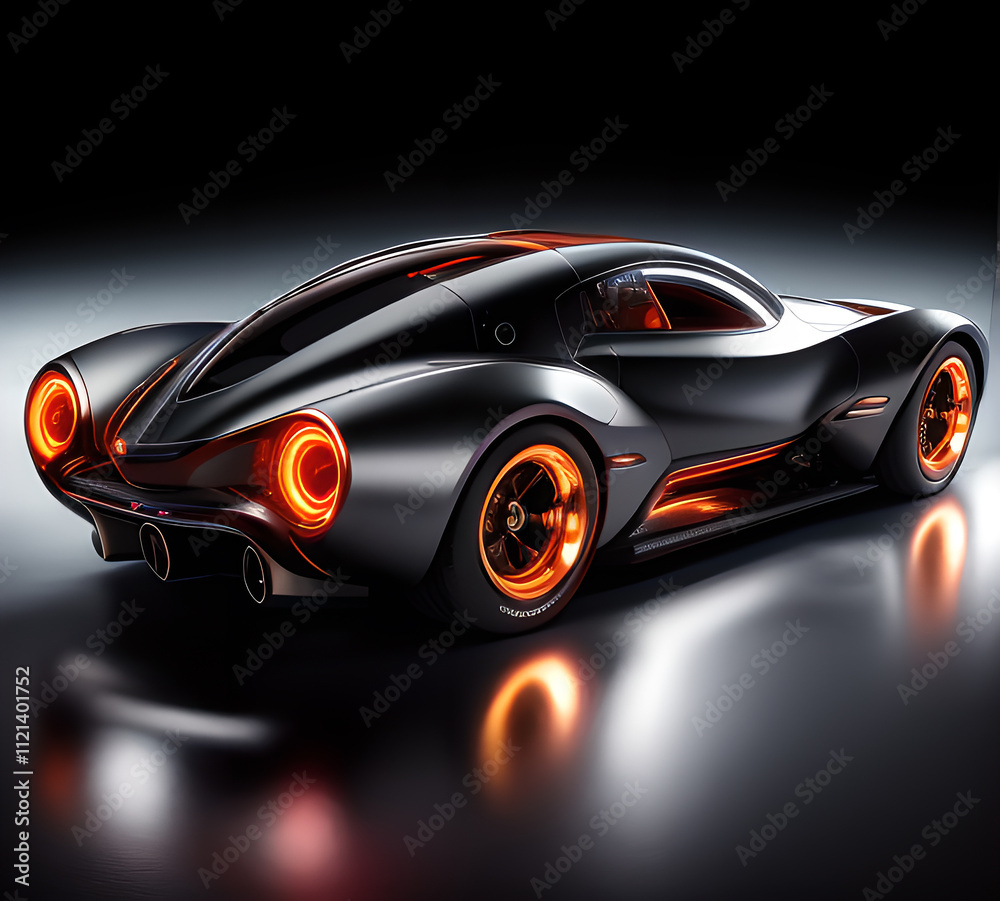 Obraz premium Modern concept of sports exotic car.beautiful and elegant design.cyberpunk style.generative ai