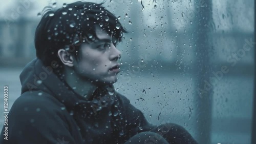 A  heartbroken young man feeling lost and alone after a painful breakup. Generative AI