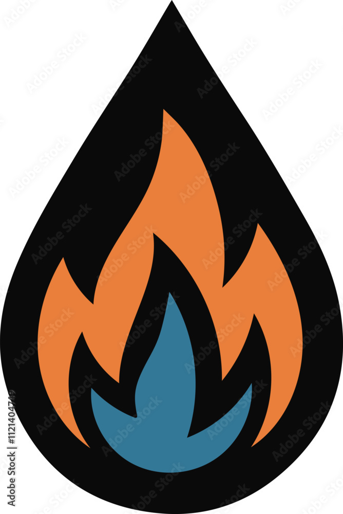 Flame and Water Droplet Symbol Energy and Balance Icon Flame and Water Droplet Symbol Energy and Balance Icon