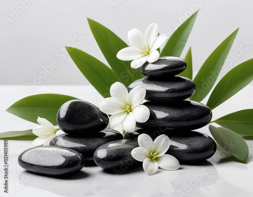 spa stones and orchid