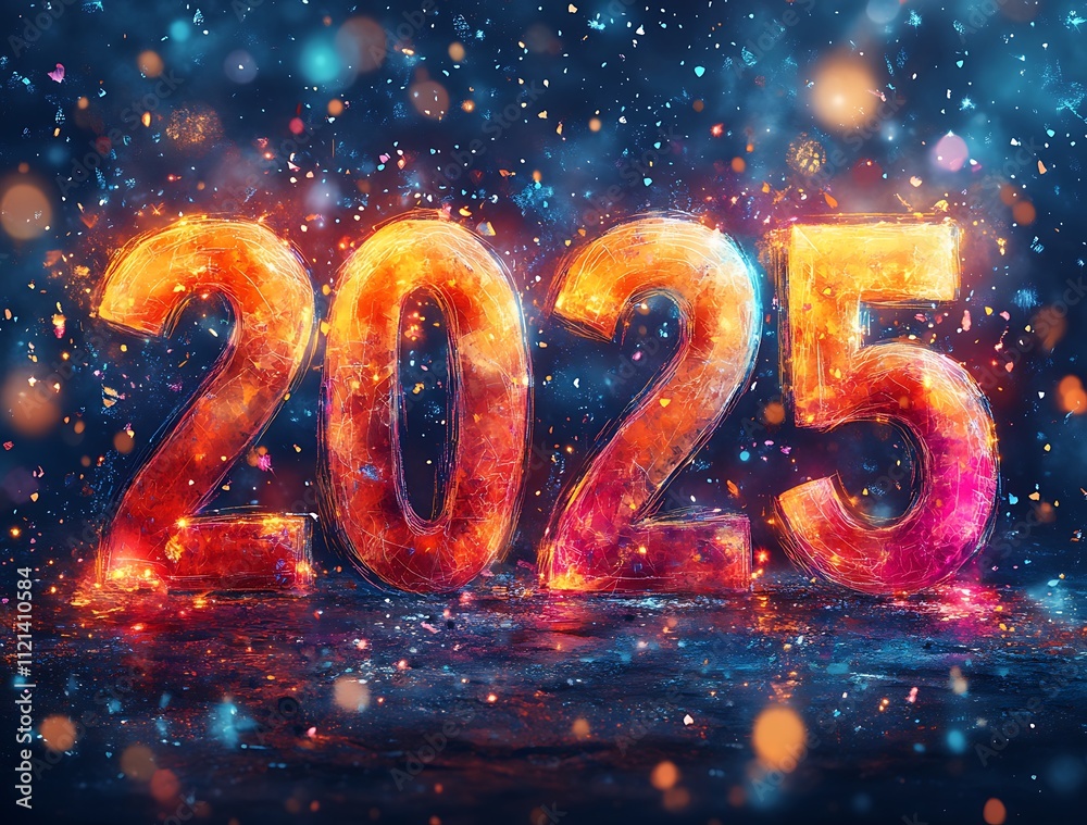 Fiery Numbers 2025 Wishing a Happy New Year

