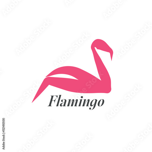 Pink Flamingo Logo Design. Minimalist, flat vector logo for a business or brand. Simple, creative, and abstract design. Perfect for a tropical or summer theme