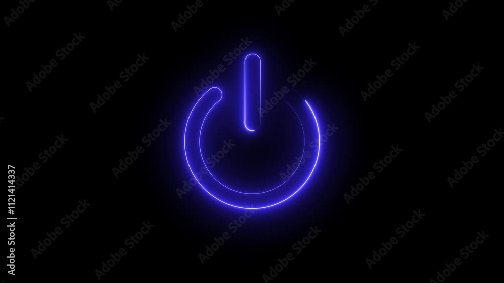 Pressing Stand By Power Button To Turn On and Off the Device in the Dark The appearance of neon symbol power off closed circle animated on black background Pressing Stand By Power Button To Turn On and Off the Device in the Dark The appearance of neon symbol power off closed circle animated on black background