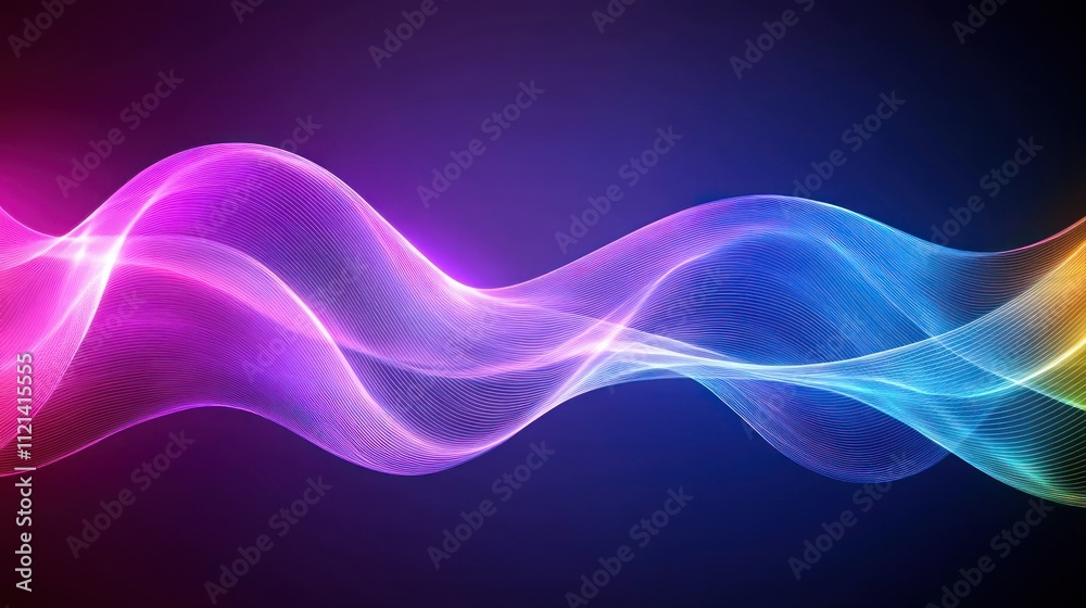 Obraz premium Colorful abstract wave design with smooth gradients and light effects.