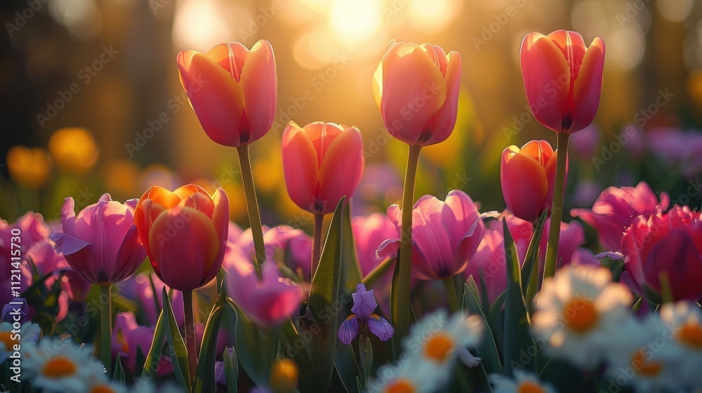 Vibrant Spring Garden with Colorful Blooms Vibrant Spring Garden with Colorful Blooms