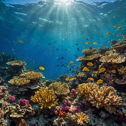 Wallpaper Mural A vibrant coral reef teeming with diverse marine life under a bright sunlit sea. Torontodigital.ca