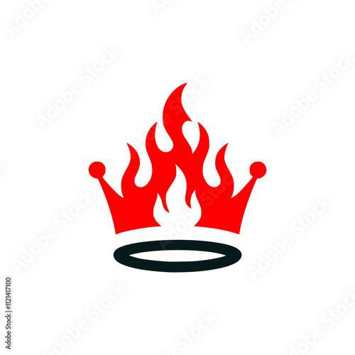 circle crown with fire logo vector illustration template design