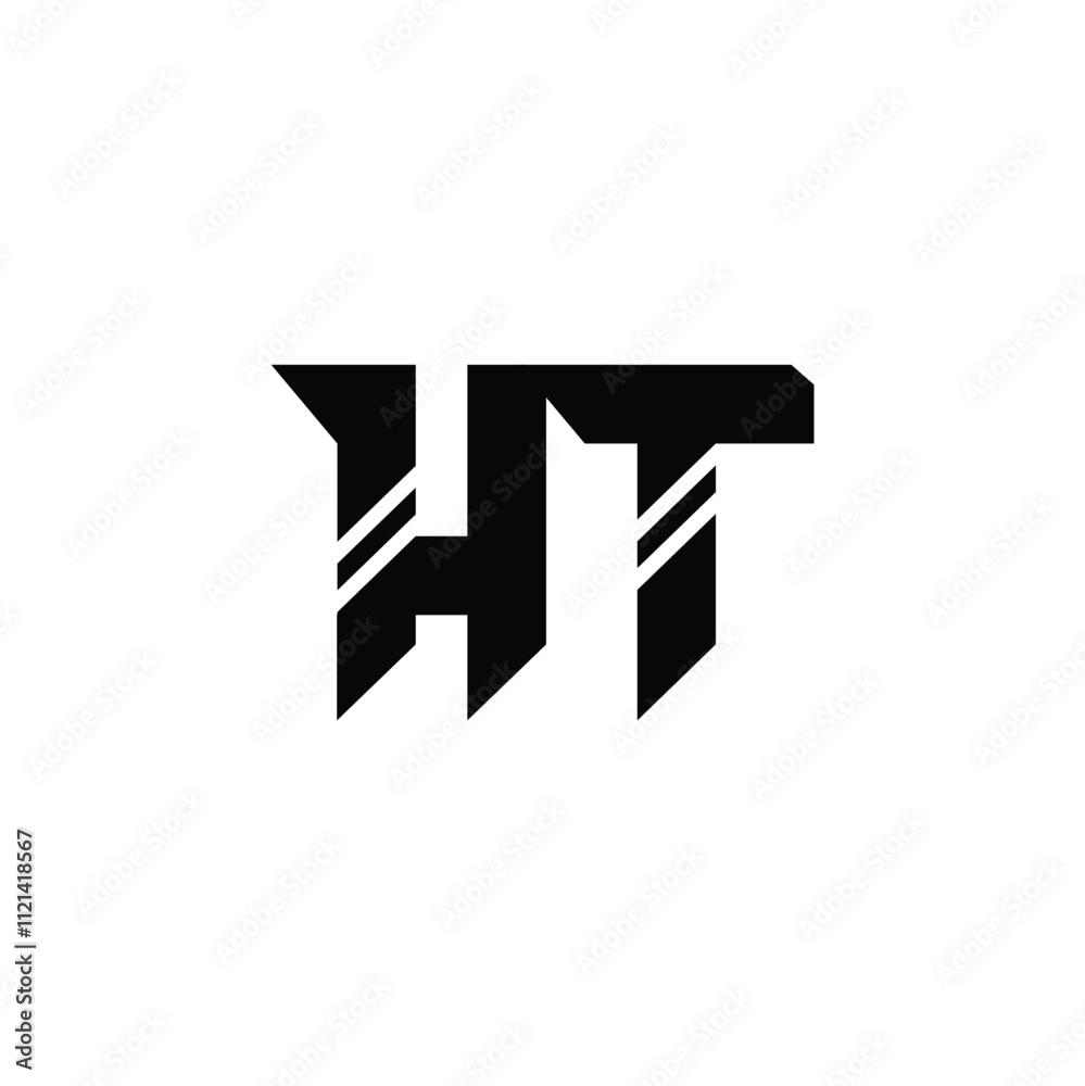 HT monogram logo design letter text name symbol monochrome logotype alphabet character simple logo