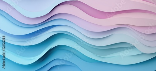 Colorful wavy abstract background, layers of blue and pink shades, smooth curves, modern design, digital art, copy space for text