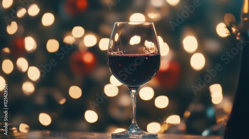 Champagne pouring into a glass with party celebration bokeh light background photo. photo