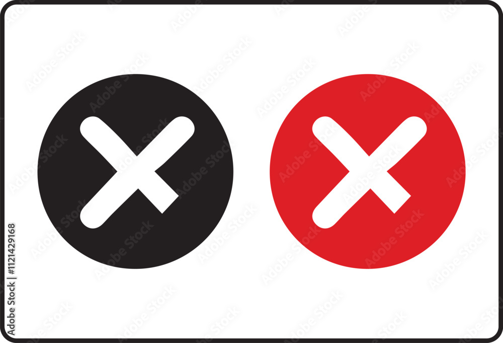 Obraz premium Cross Button red and black icon vector
