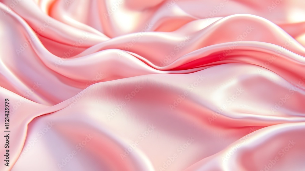 Fototapeta premium Close-up of soft pink silk fabric in waves.