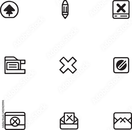 Internet symbol set black and white collection.