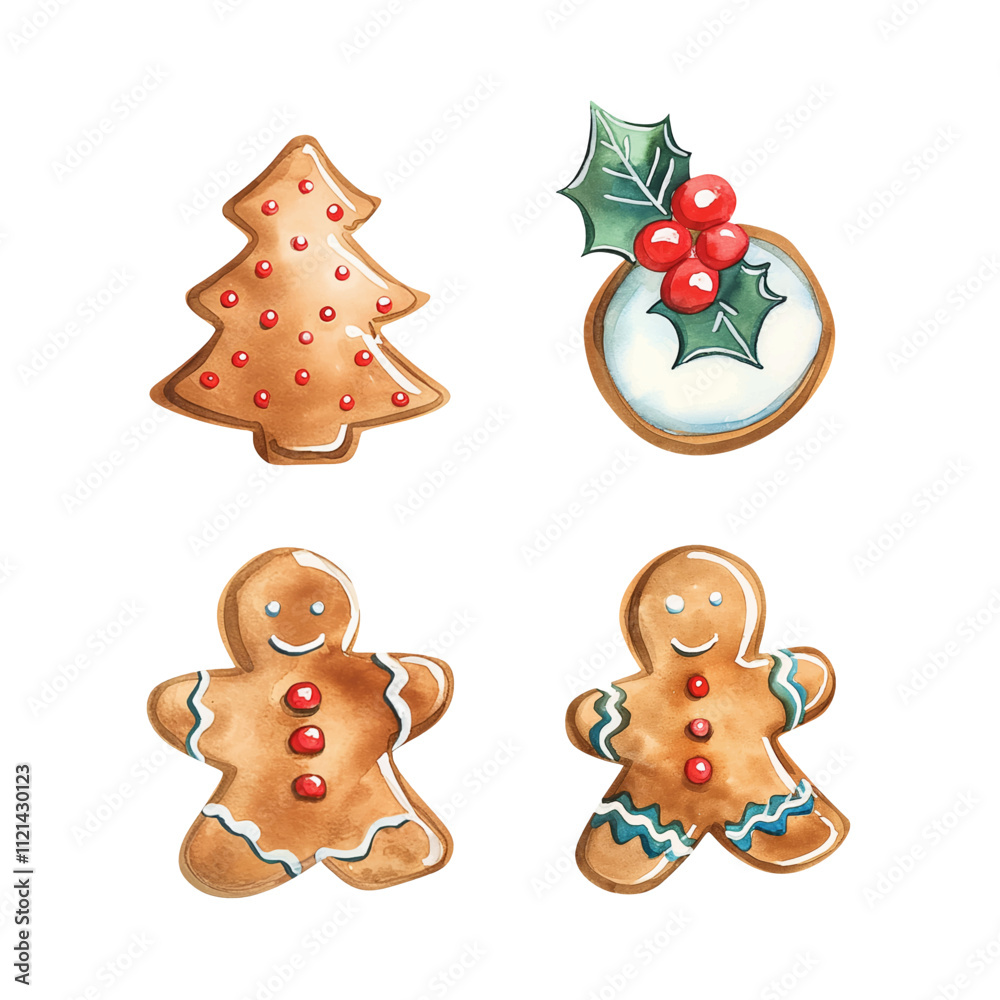 Gingerbread coocies vector festive set Gingerbread coocies vector festive set