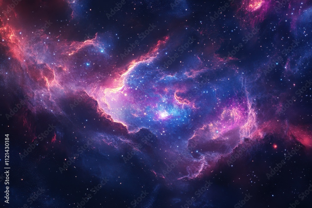 Fototapeta premium Cosmic Nebula with Swirling Clouds of Gas and Dust