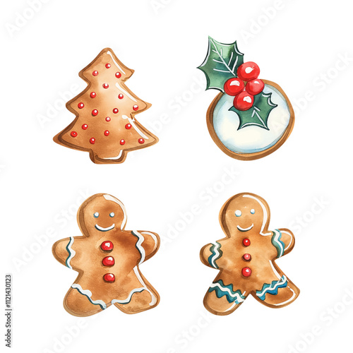 Gingerbread coocies vector festive set