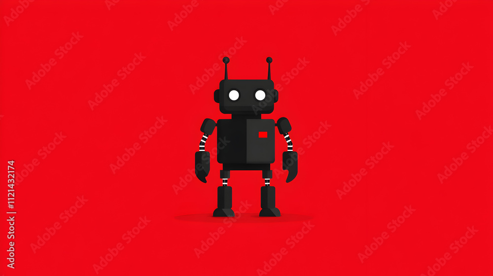 A simple flat design of a robot with basic shapes and clean lines. Minimalist robot icon. A simple flat design of a robot with basic shapes and clean lines. Minimalist robot icon.