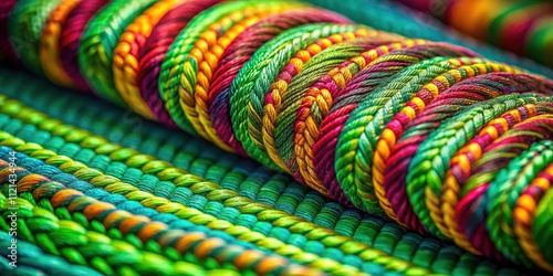 Macro Texture of Large Binding Fabric for Sewing on Green Background - Panoramic Photography of Textiles, Crafting Materials, and Sewing Accessories