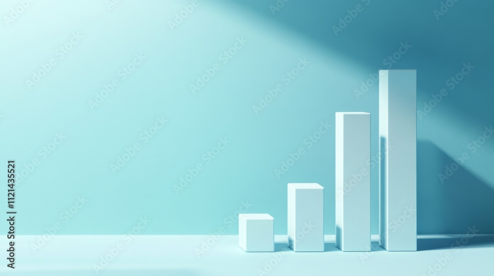 Minimalist Concept of Growth with Geometric Shapes on Blue Background Minimalist Concept of Growth with Geometric Shapes on Blue Background