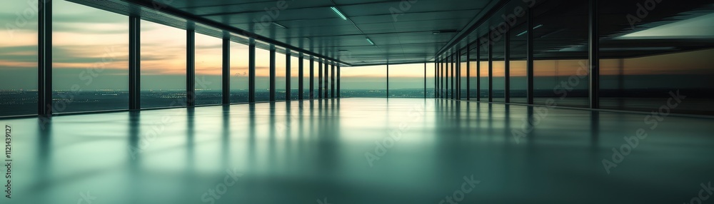 Serene Lakeside Glass Pavilion at Dusk Serene Lakeside Glass Pavilion at Dusk