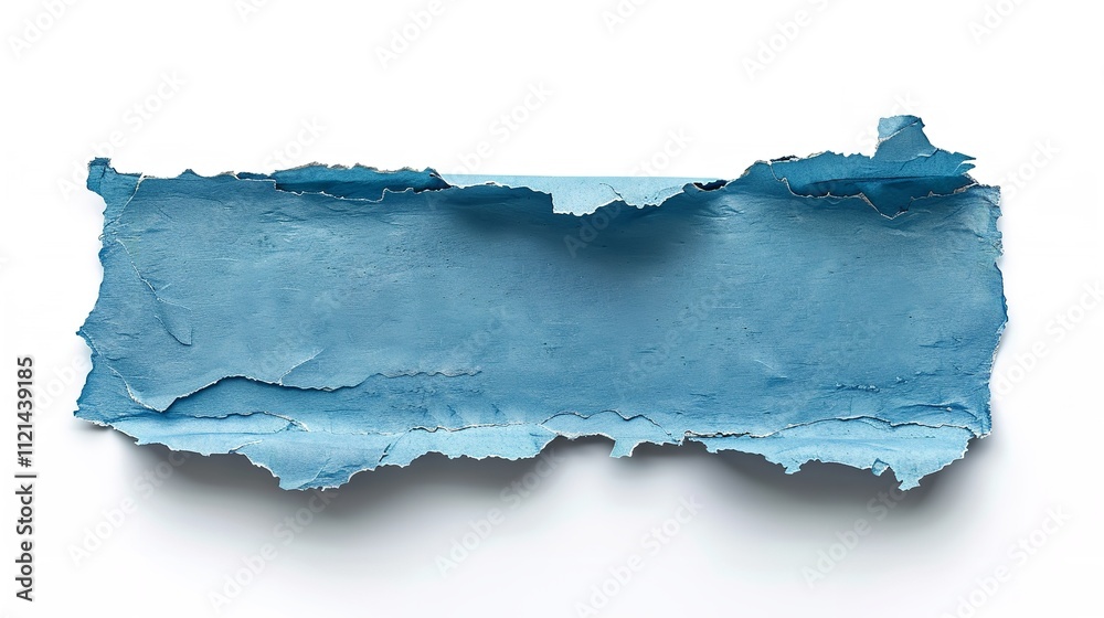 Isolated cut out torn piece of blank blue paper cardboard Isolated cut out torn piece of blank blue paper cardboard