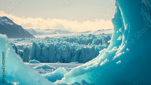 Stunning View Of A Glacier Calving Into The Ocean
