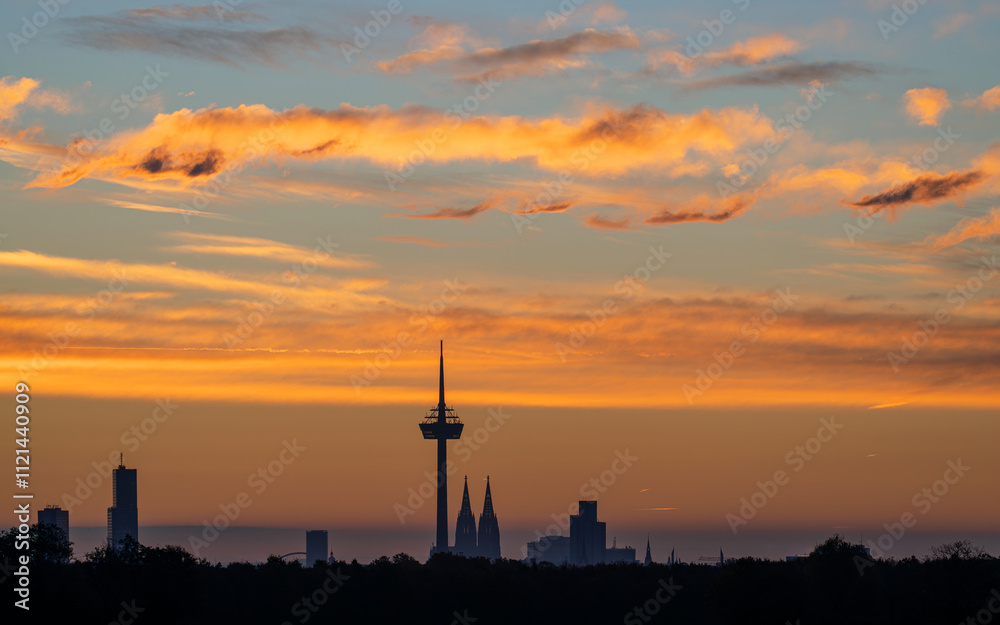 Cologne against sunrise, North Rhine Westphalia, Germany Cologne against sunrise, North Rhine Westphalia, Germany