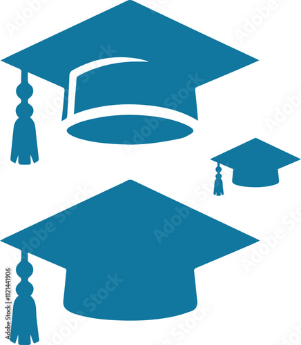 Graduation cap set vector different colors