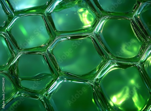 Seamless Plant Cell Texture with Glowing Chloroplasts