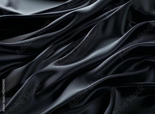 Sleek Black Crumpled Paper Texture with Glossy Folds