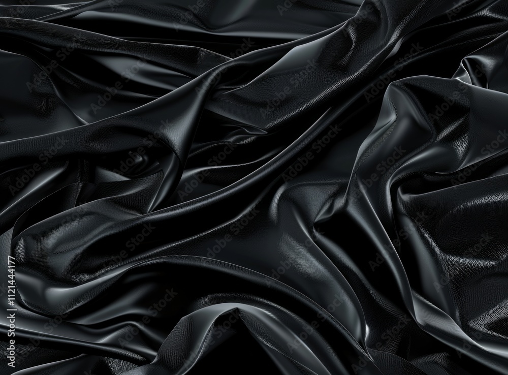 Obraz premium Sleek Black Crumpled Paper Texture with Glossy Folds