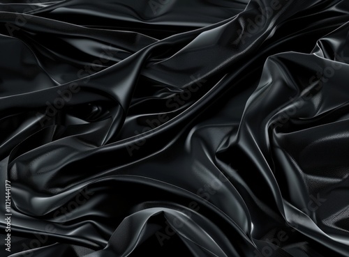 Sleek Black Crumpled Paper Texture with Glossy Folds