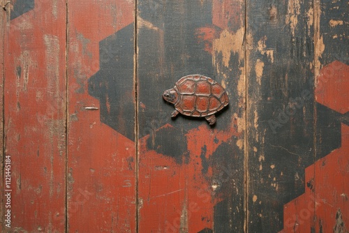 Vintage Wooden Background with Tortoiseshell Illustration