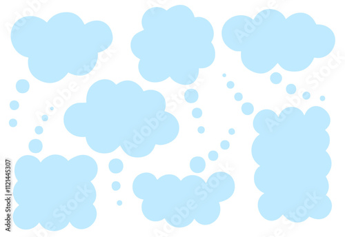 Set of thinking speech bubbles on white background, isolated. Speak balloon text, cartoon chatting 