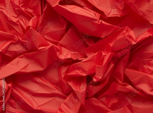 Vibrant Red Crumpled Paper Texture