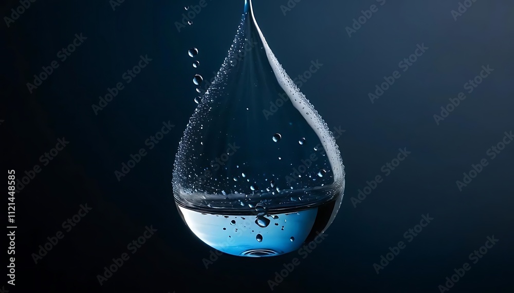 custom made wallpaper toronto digital large water drop, with smaller droplets around it, hangs in the dark