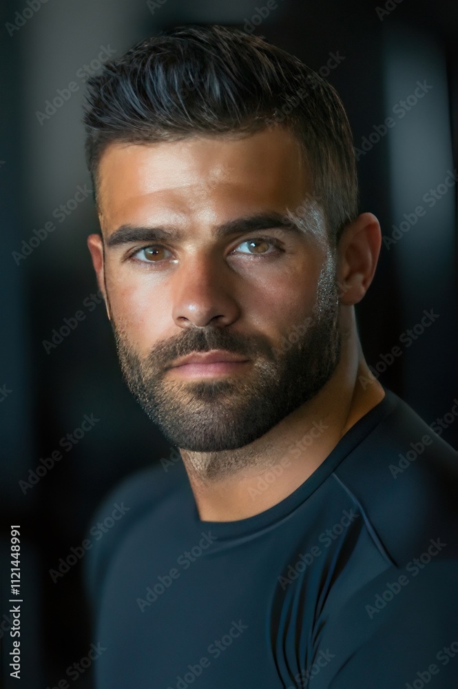 Portrait of a handsome man with beard and intense gaze. Portrait of a handsome man with beard and intense gaze.