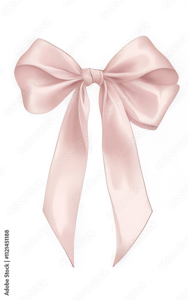 Elegant pink satin ribbon bow, tied neatly with long tails, isolated on white. Elegant pink satin ribbon bow, tied neatly with long tails, isolated on white.