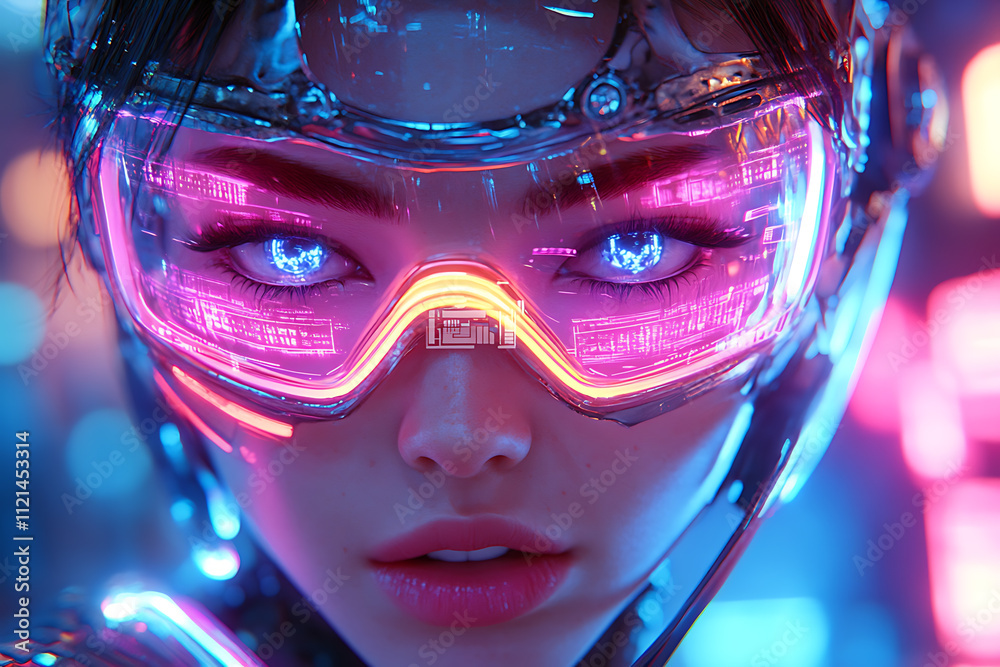 An anime-style cyborg girl in futuristic cosplay, set against a neon-lit cyberpunk synthwave background, showcasing advanced technology.
An anime-style cyborg girl in futuristic cosplay, set against a neon-lit cyberpunk synthwave background, showcasing advanced technology.