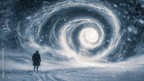 Snow Swirl and Lone Figure